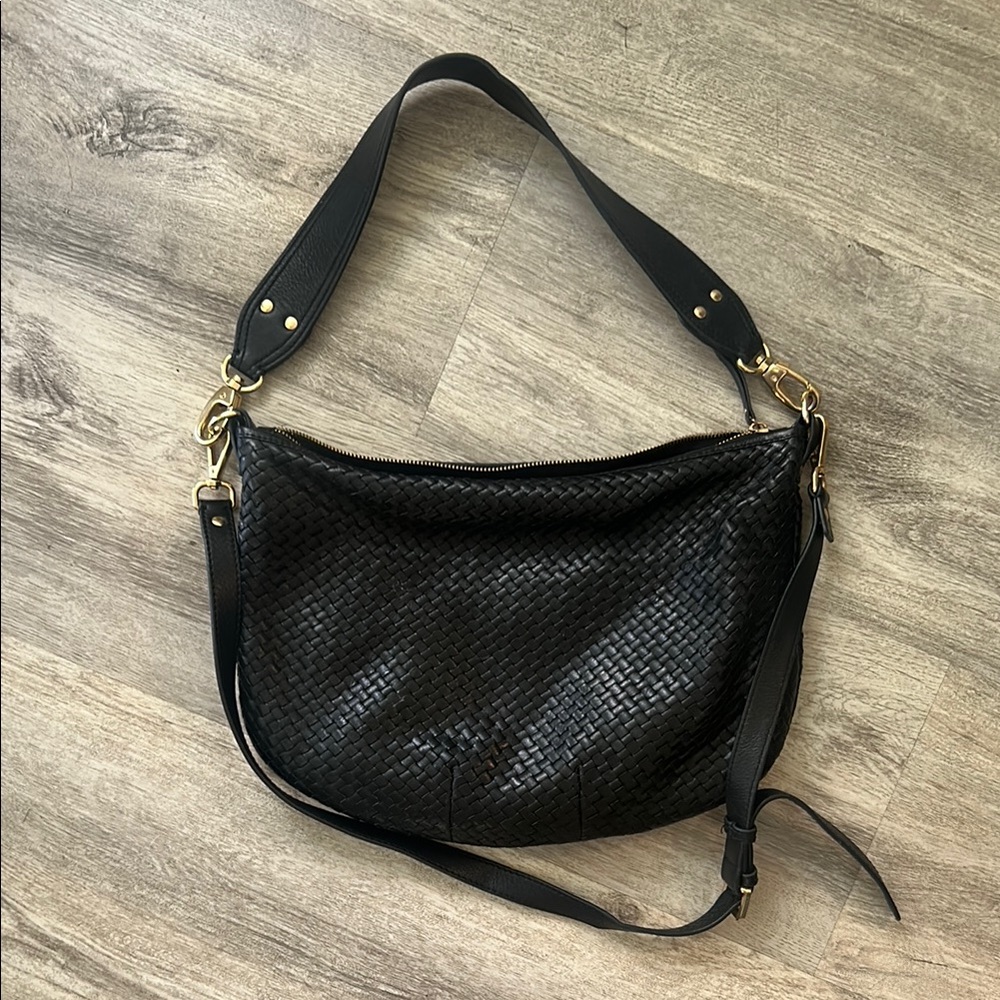 Quince Black Woven Shoulder Bag